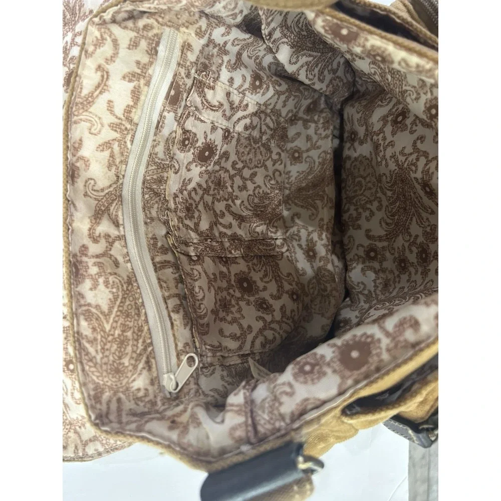 Vintage Y2K Canvas Messenger Bag Brown Boho Crossbody Shoulder Bag Elena Gilbert